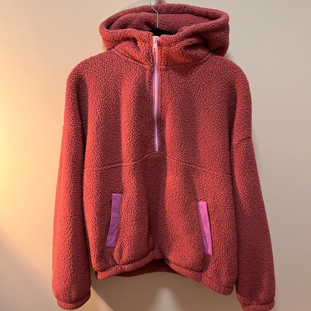 Gap Pink Hooded Fleece Quarter Zip